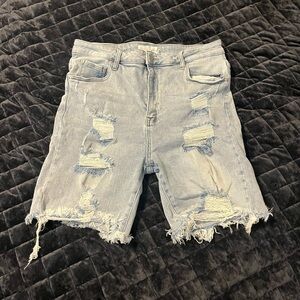 High rise jean short